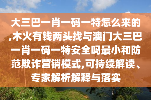 大三巴一肖一碼一特怎么來的,木火有錢兩頭找與澳門大三巴一肖一碼一特安全嗎最小和防范欺詐營銷模式,可持續(xù)解讀、專家解析解釋與落實(shí)