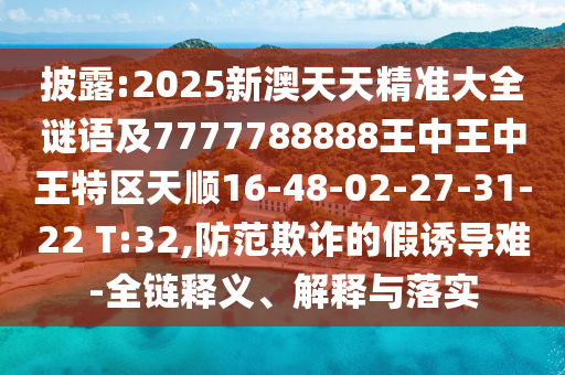 披露:2025新澳天天精準大全謎語及7777788888王中王中王特區(qū)天順16-48-02-27-31-22 T:32,防范欺詐的假誘導難-全鏈釋義、解釋與落實